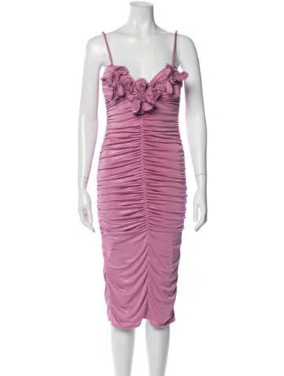 Pre-owned Patbo Floral Print Midi Length Dress In Pink