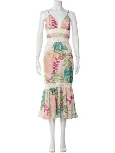 Pre-owned Patbo Floral Print Midi Length Dress In Pink