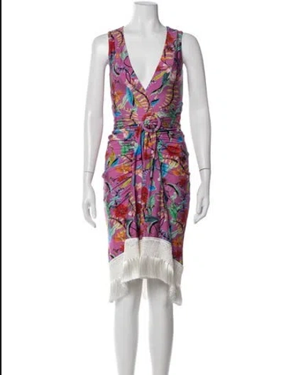 Pre-owned Patbo Floral Print Midi Length Dress In Purple
