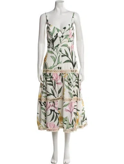 Pre-owned Patbo Floral Print Midi Length Dress W/ Tags In Green