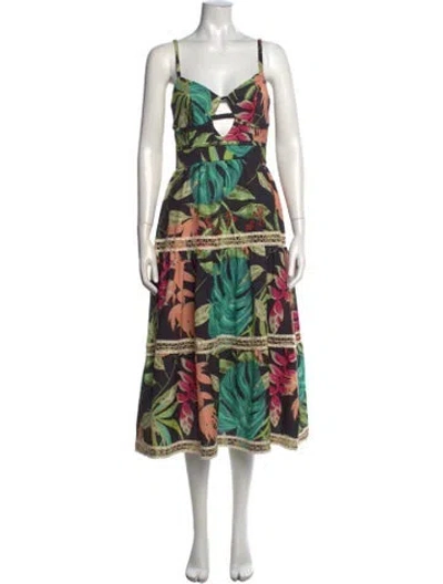 Pre-owned Patbo Floral Print Midi Length Dress W/ Tags In Green