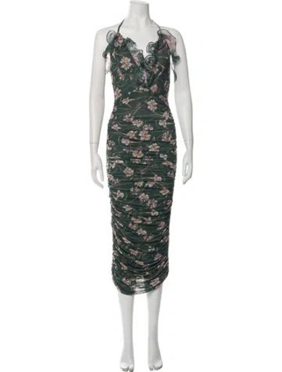 Pre-owned Patbo Floral Print Midi Length Dress W/ Tags In Green
