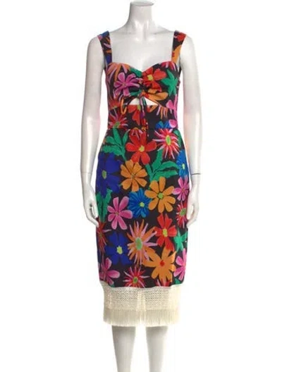 Pre-owned Patbo Floral Print Midi Length Dress W/ Tags In Multi