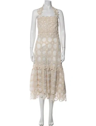 Pre-owned Patbo Floral Print Midi Length Dress W/ Tags In Neutrals