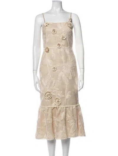 Pre-owned Patbo Floral Print Midi Length Dress W/ Tags In Neutrals