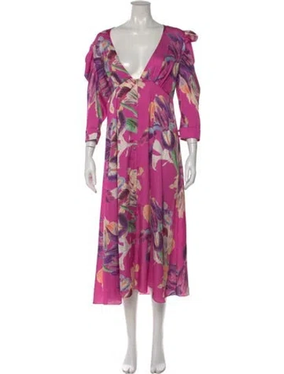 Pre-owned Patbo Floral Print Midi Length Dress W/ Tags In Pink