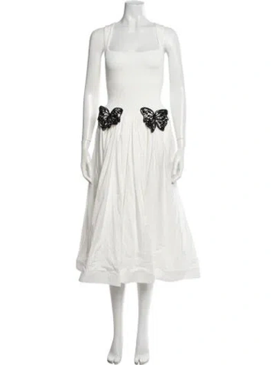 Pre-owned Patbo Floral Print Midi Length Dress In White