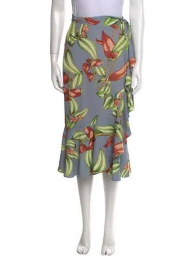 Pre-owned Patbo Floral Print Midi Length Skirt In Blue