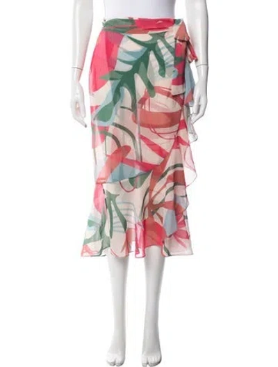 Pre-owned Patbo Floral Print Midi Length Skirt In Blue