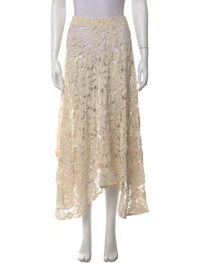 Pre-owned Patbo Floral Print Midi Length Skirt In Neutral