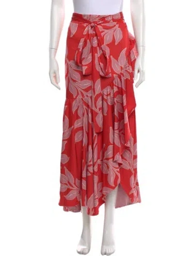 Pre-owned Patbo Floral Print Midi Length Skirt In Orange