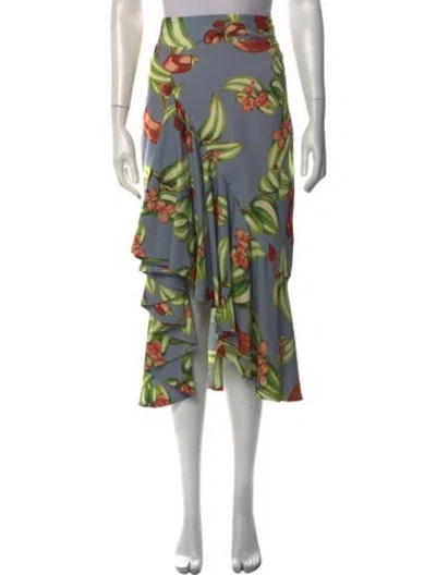 Pre-owned Patbo Floral Print Midi Length Skirt W/ Tags In Blue