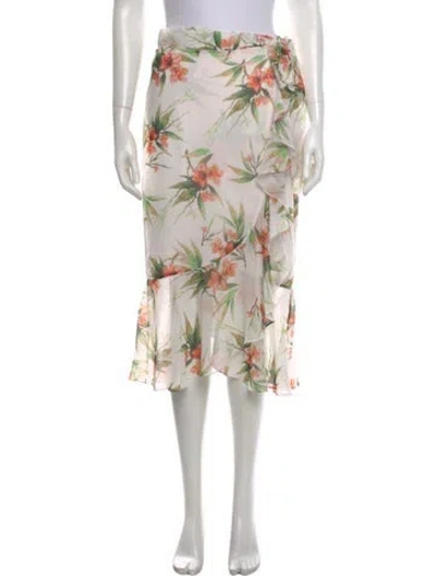 Pre-owned Patbo Floral Print Midi Length Skirt In White