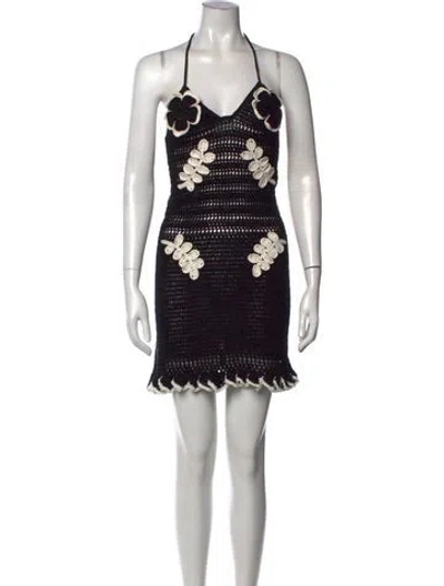 Pre-owned Patbo Floral Print Mini Dress In Black