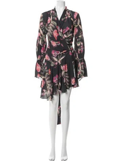 Pre-owned Patbo Floral Print Mini Dress In Black