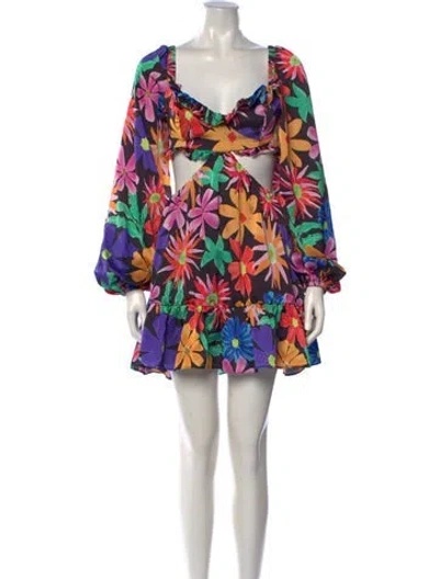 Pre-owned Patbo Floral Print Mini Dress In Black