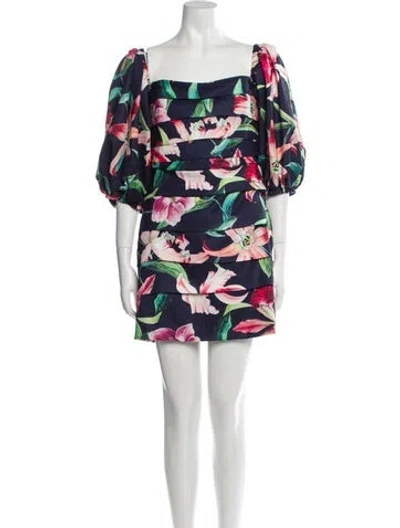 Pre-owned Patbo Floral Print Mini Dress In Blue