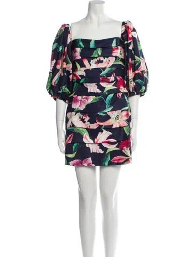 Pre-owned Patbo Floral Print Mini Dress In Blue