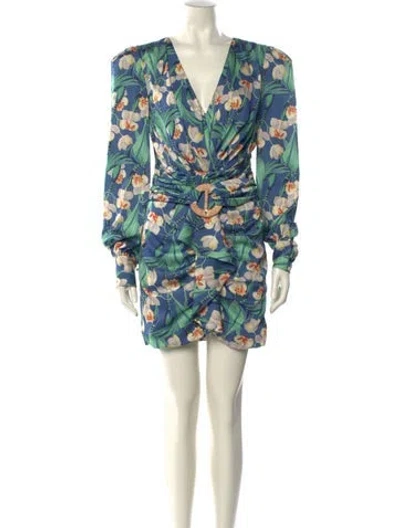 Pre-owned Patbo Floral Print Mini Dress In Blue