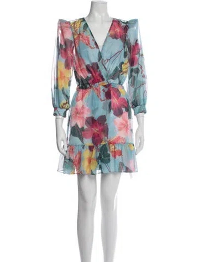 Pre-owned Patbo Floral Print Mini Dress In Blue