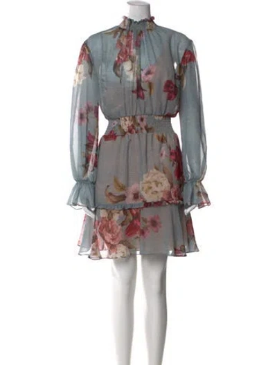 Pre-owned Patbo Floral Print Mini Dress In Blue