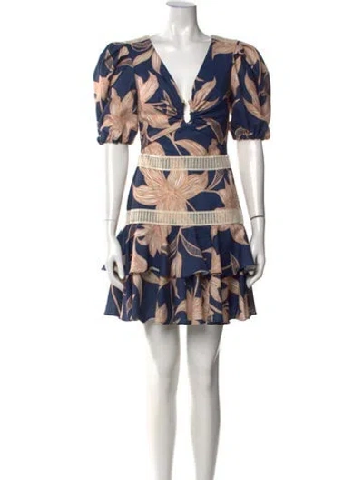 Pre-owned Patbo Floral Print Mini Dress In Blue