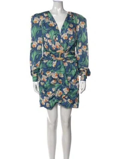 Pre-owned Patbo Floral Print Mini Dress In Blue