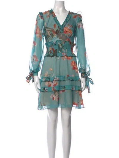 Pre-owned Patbo Floral Print Mini Dress In Blue
