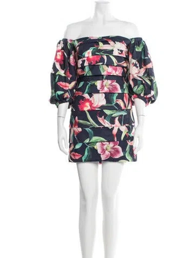 Pre-owned Patbo Floral Print Mini Dress In Blue