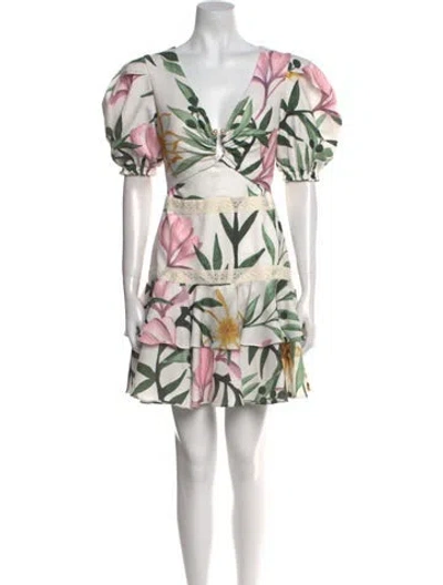 Pre-owned Patbo Floral Print Mini Dress In Green