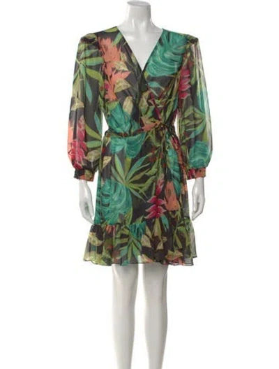 Pre-owned Patbo Floral Print Mini Dress In Green