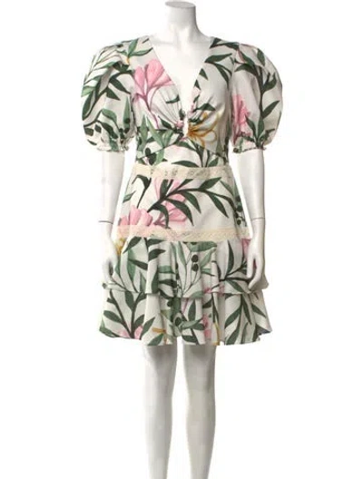Pre-owned Patbo Floral Print Mini Dress In Green
