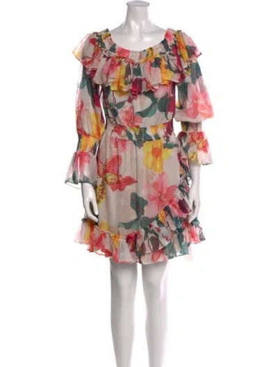 Pre-owned Patbo Floral Print Mini Dress In Neutral