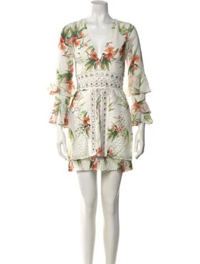 Pre-owned Patbo Floral Print Mini Dress In Neutral