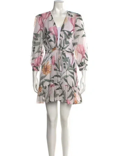 Pre-owned Patbo Floral Print Mini Dress In Neutral