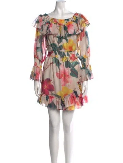 Pre-owned Patbo Floral Print Mini Dress In Neutral