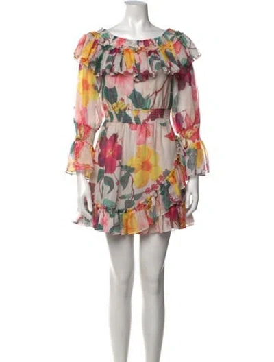 Pre-owned Patbo Floral Print Mini Dress In Neutral