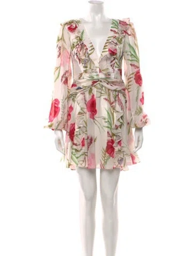 Pre-owned Patbo Floral Print Mini Dress In Neutrals