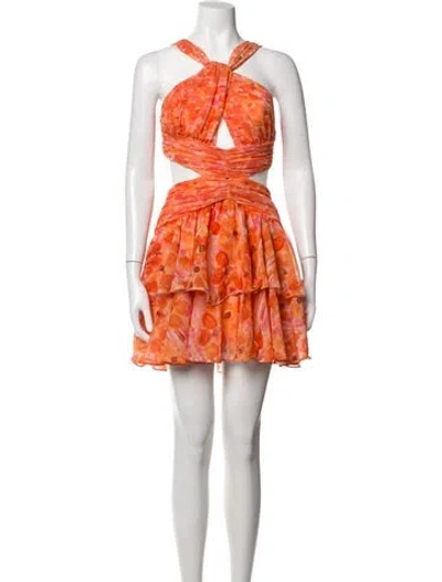 Pre-owned Patbo Floral Print Mini Dress In Orange