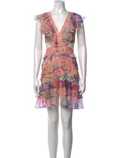 Pre-owned Patbo Floral Print Mini Dress In Pink