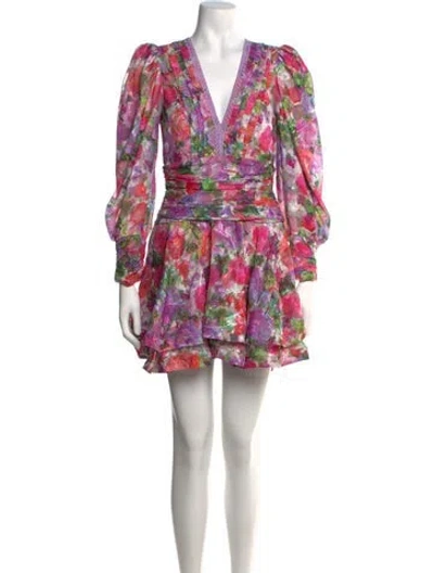 Pre-owned Patbo Floral Print Mini Dress In Purple