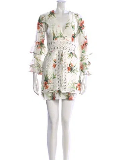Pre-owned Patbo Floral Print Mini Dress W/ Tags In Neutral