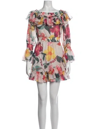 Pre-owned Patbo Floral Print Mini Dress W/ Tags In Neutrals