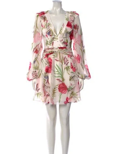 Pre-owned Patbo Floral Print Mini Dress W/ Tags In Neutrals