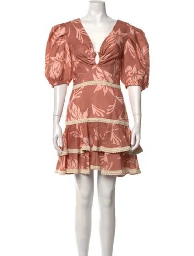 Pre-owned Patbo Floral Print Mini Dress W/ Tags In Pink