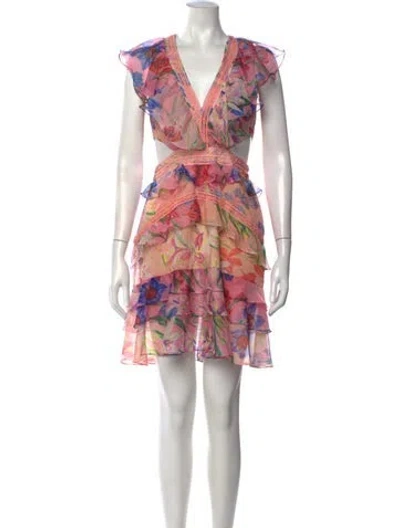Pre-owned Patbo Floral Print Mini Dress W/ Tags In Pink