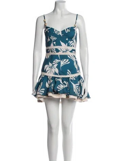 Pre-owned Patbo Floral Print Mini Dress In White