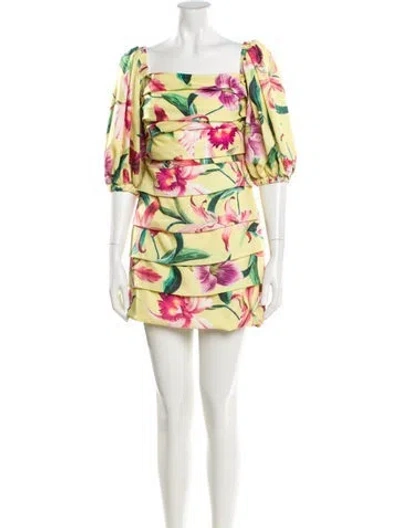 Pre-owned Patbo Floral Print Mini Dress In Yellow