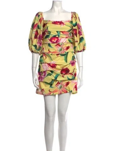 Pre-owned Patbo Floral Print Mini Dress In Yellow
