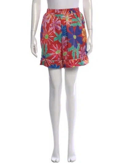 Pre-owned Patbo Floral Print Mini Shorts In Red